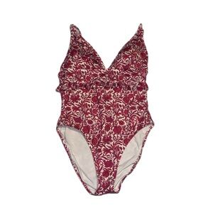 J. Crew Ruffle Plunge One Piece Floral Swimsuit Size 6